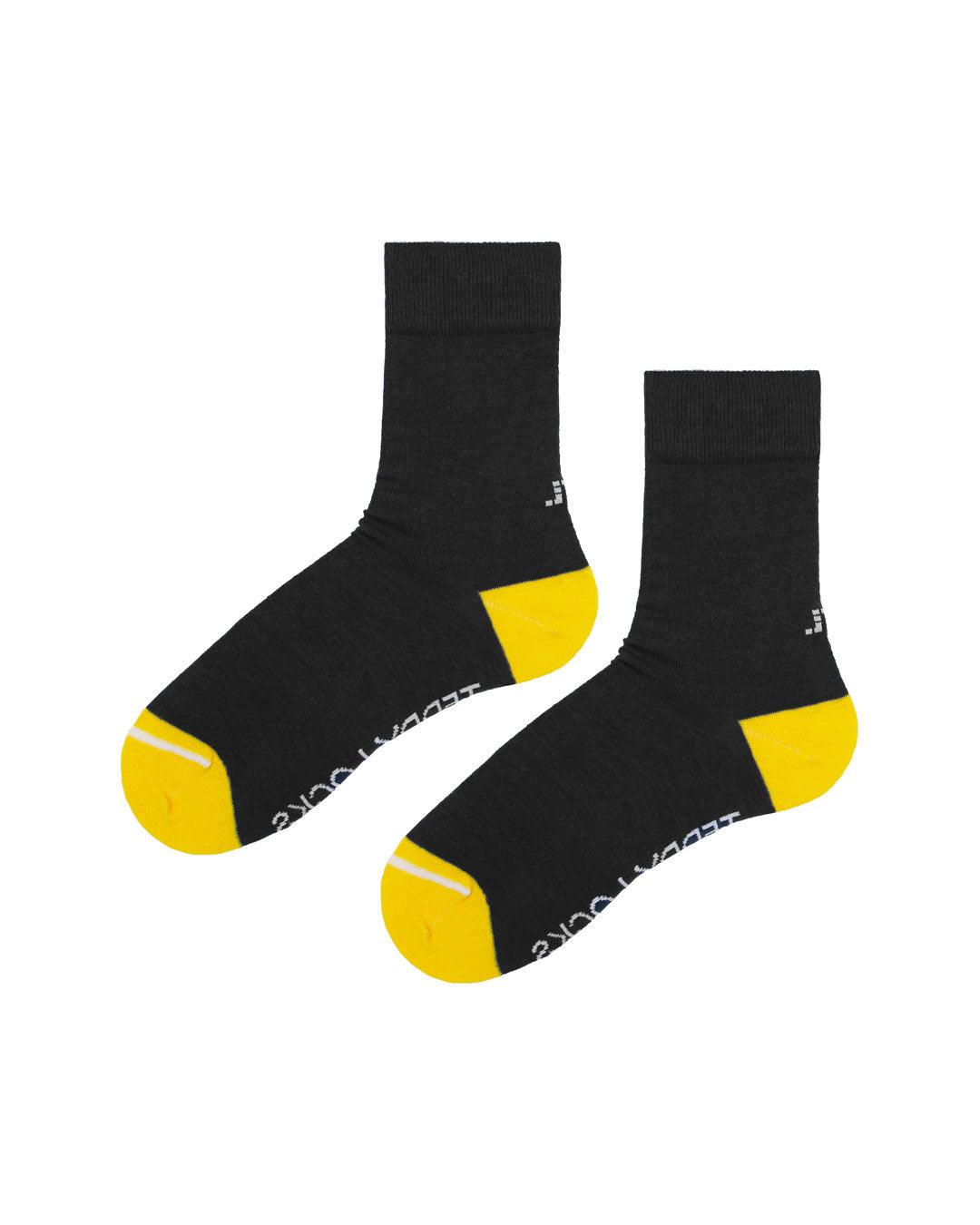Black and yellow socks for men and women. Ecofriendly socks made in the USA.
