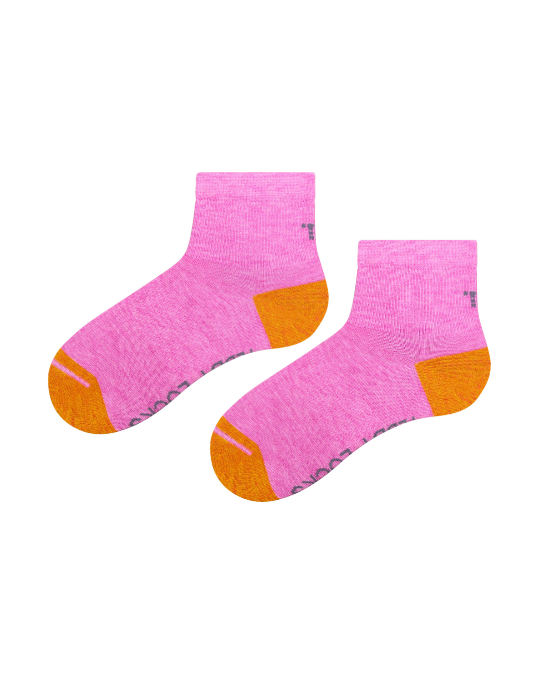 Pink quarter length sock. Sport sock, athletic sock, ankle length seamless toe socks