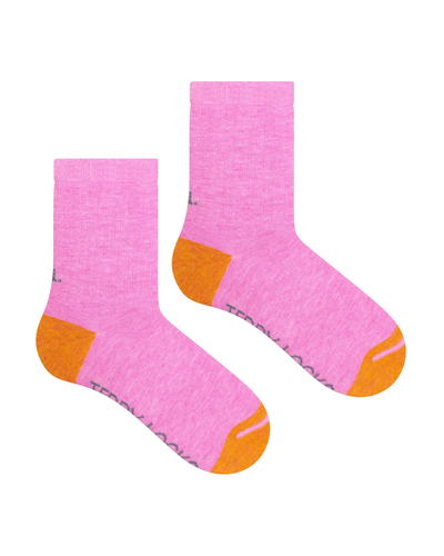 Sustainable colourful pink sports socks. Ribbed pink socks