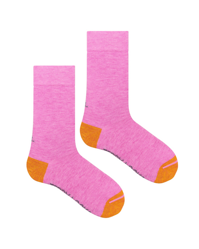Sustainable pink everyday crew socks. Ecofriendly fun pink socks