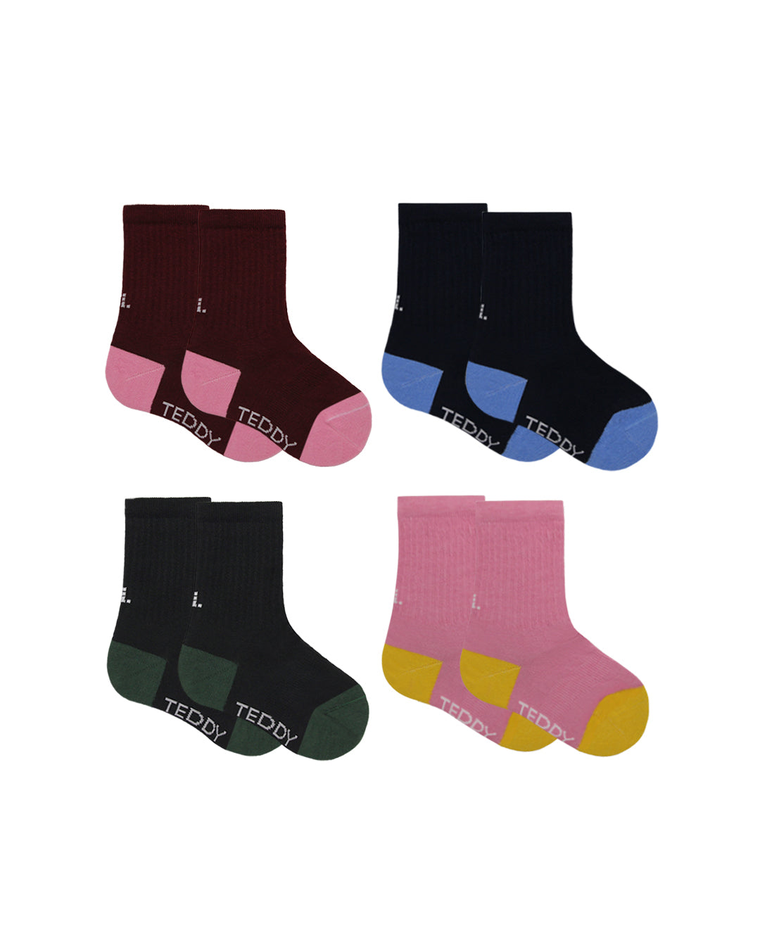 Multi colour pack of ribbed boot socks for children