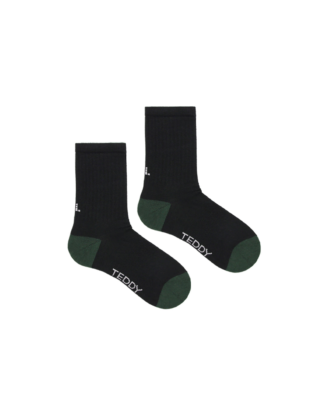 Black and evergreen ribbed crew socks from Teddy Locks
