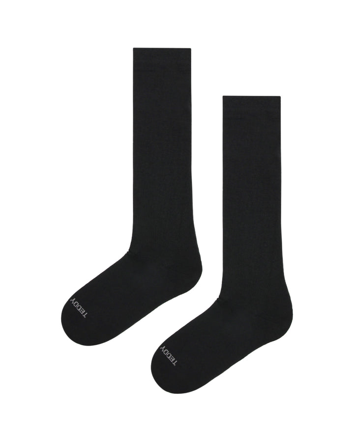 Plain black knee high socks for women