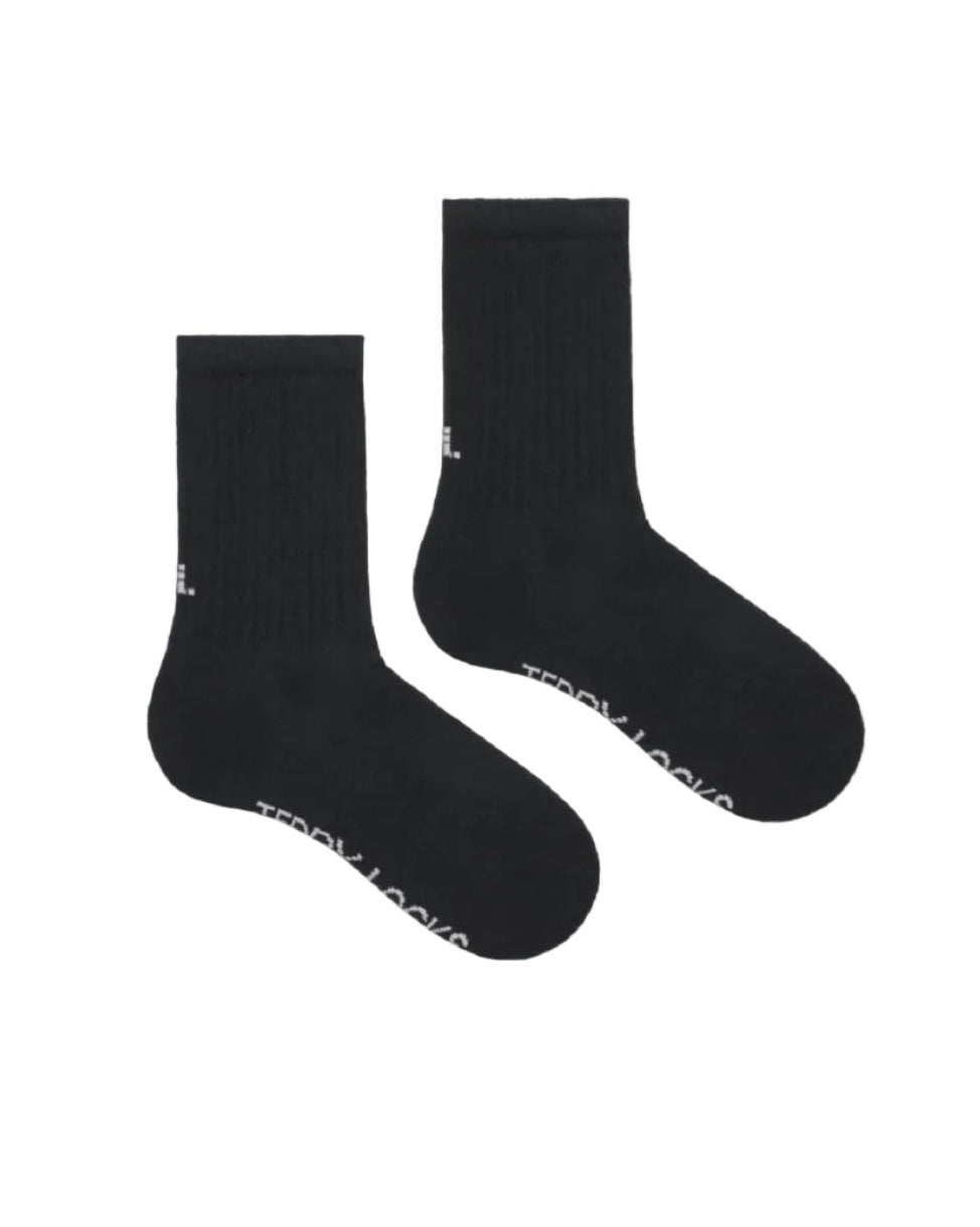 Plain black ribbed crew socks from Teddy Locks