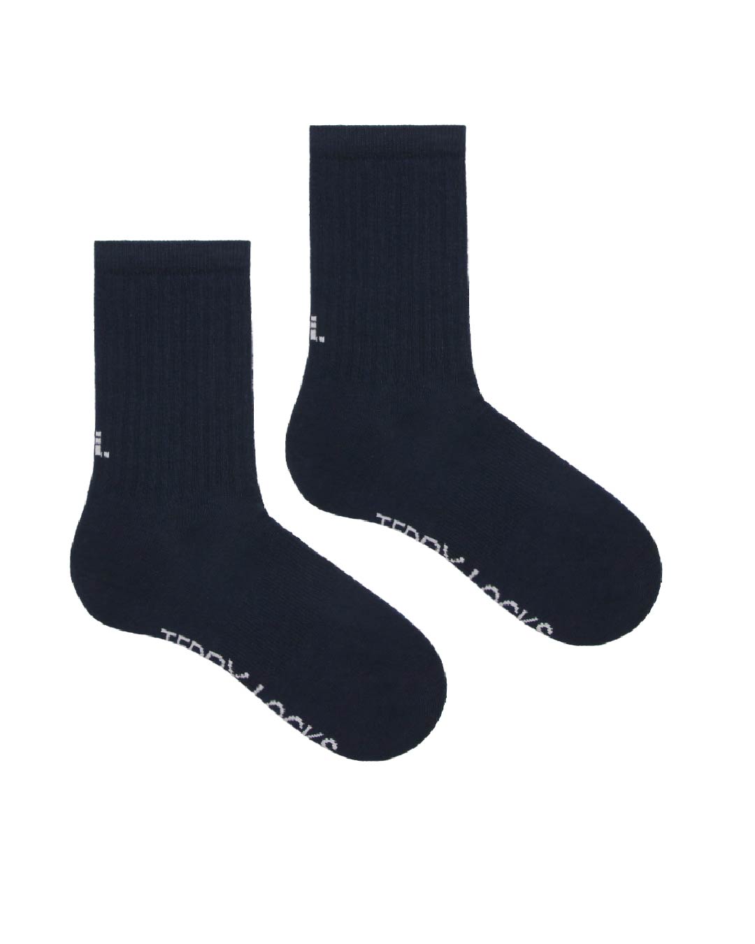 Plain navy ribbed crew socks from Teddy Locks