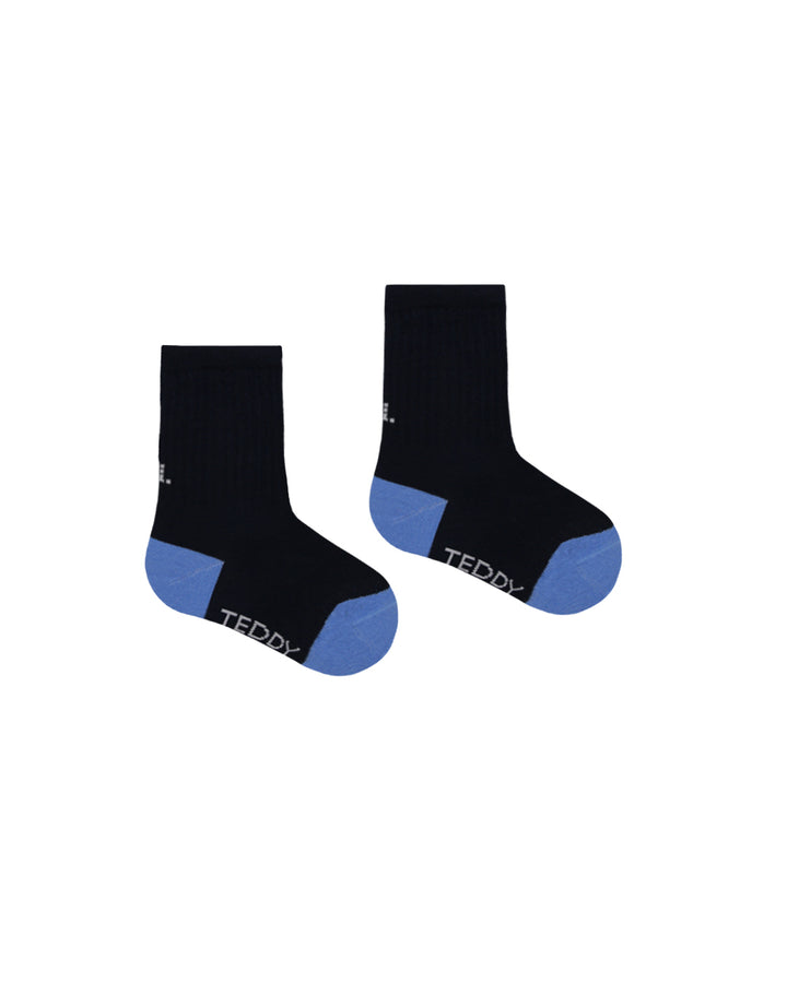 Navy and blue ribbed crew socks for children