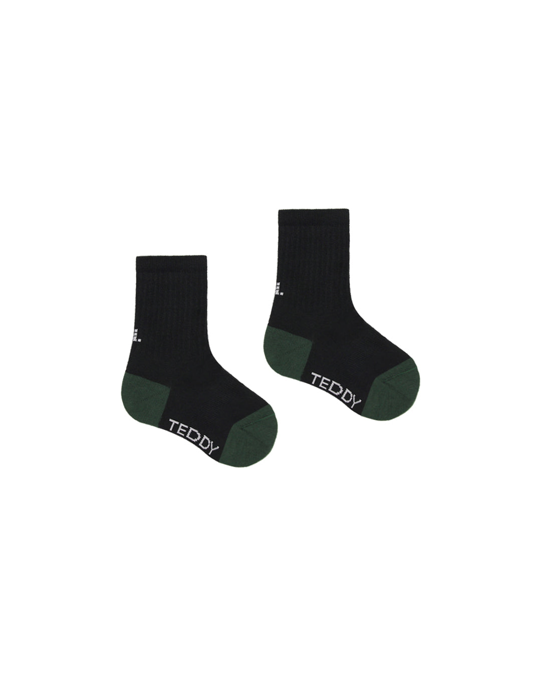 Black and evergreen ribbed crew socks for children