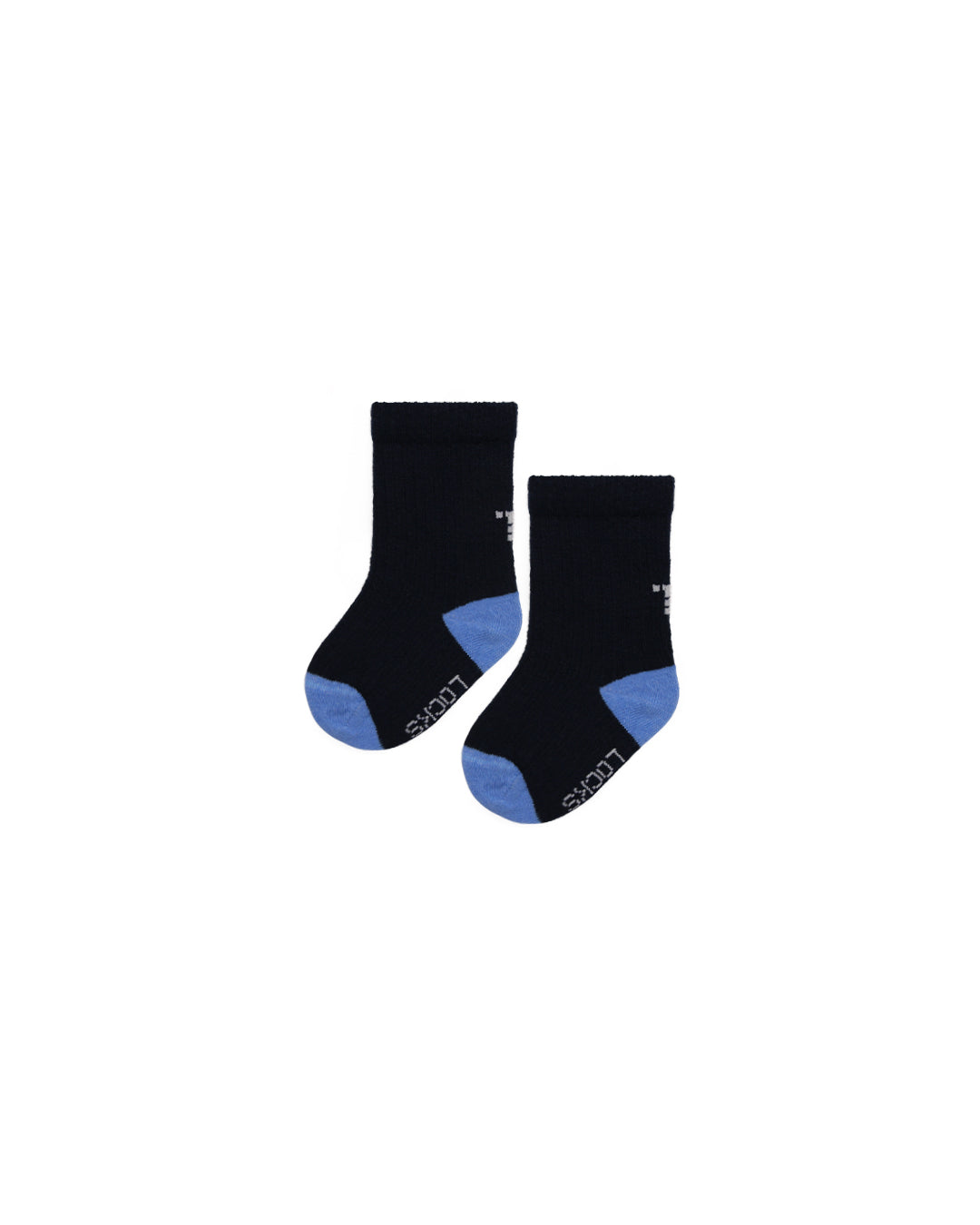 Baby socks in navy with blue heel and toe
