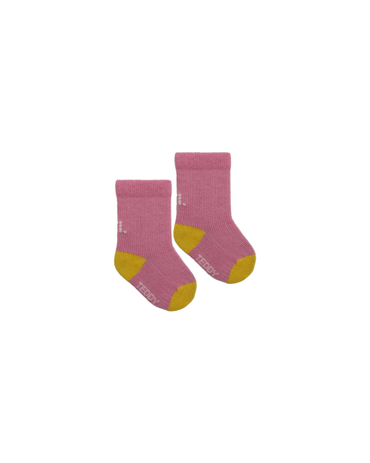 Pink and yellow baby socks aged 3-12 months 