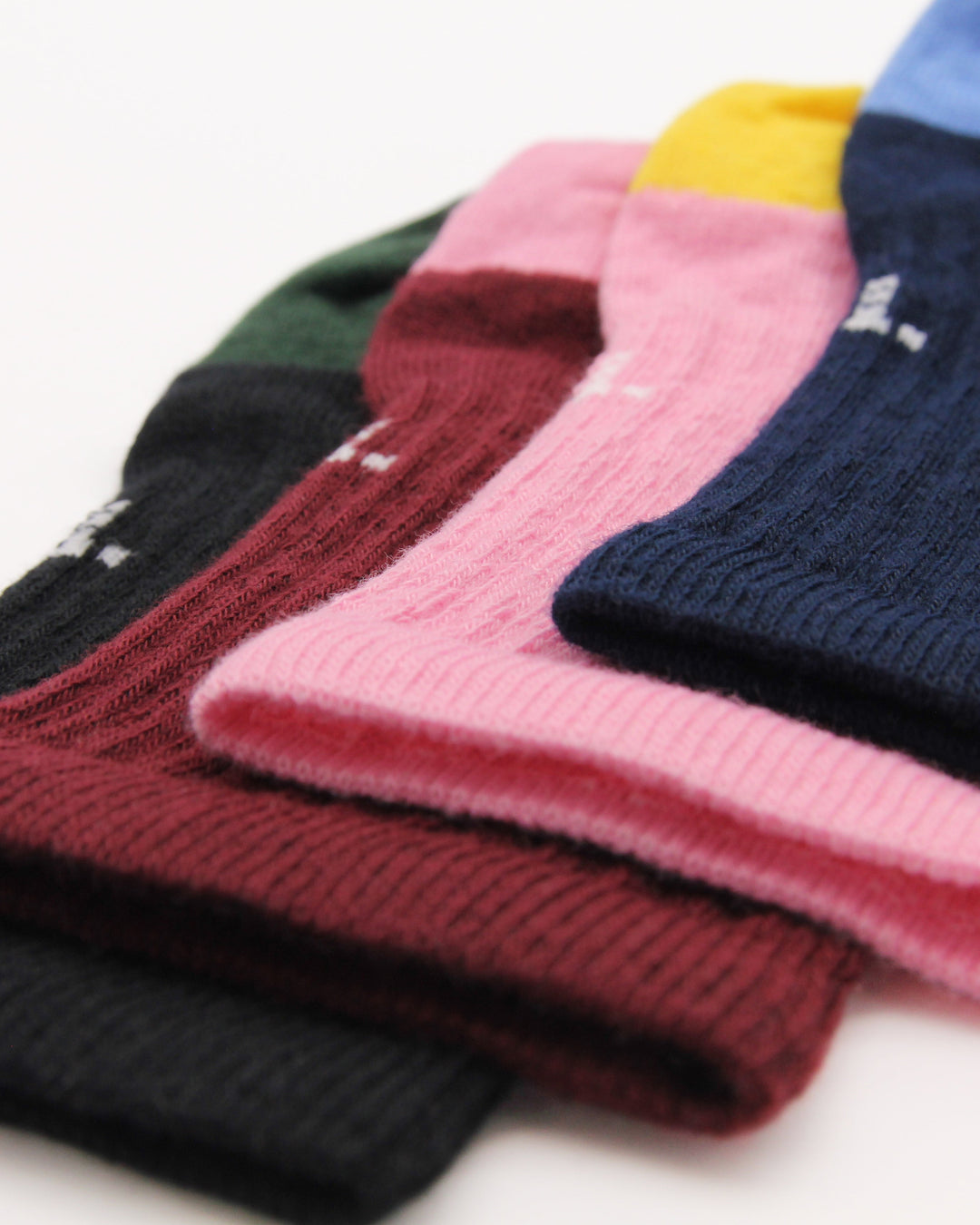 Navy, pink, burgundy and black boot socks for kids