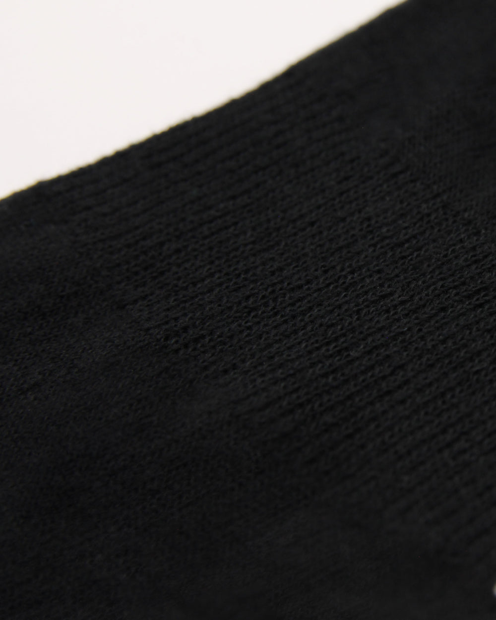 Close-up of the arch support in the plain black ribbed crew socks