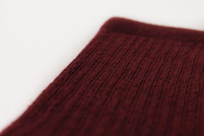 Burgundy ribbed crew sock for welly boots 