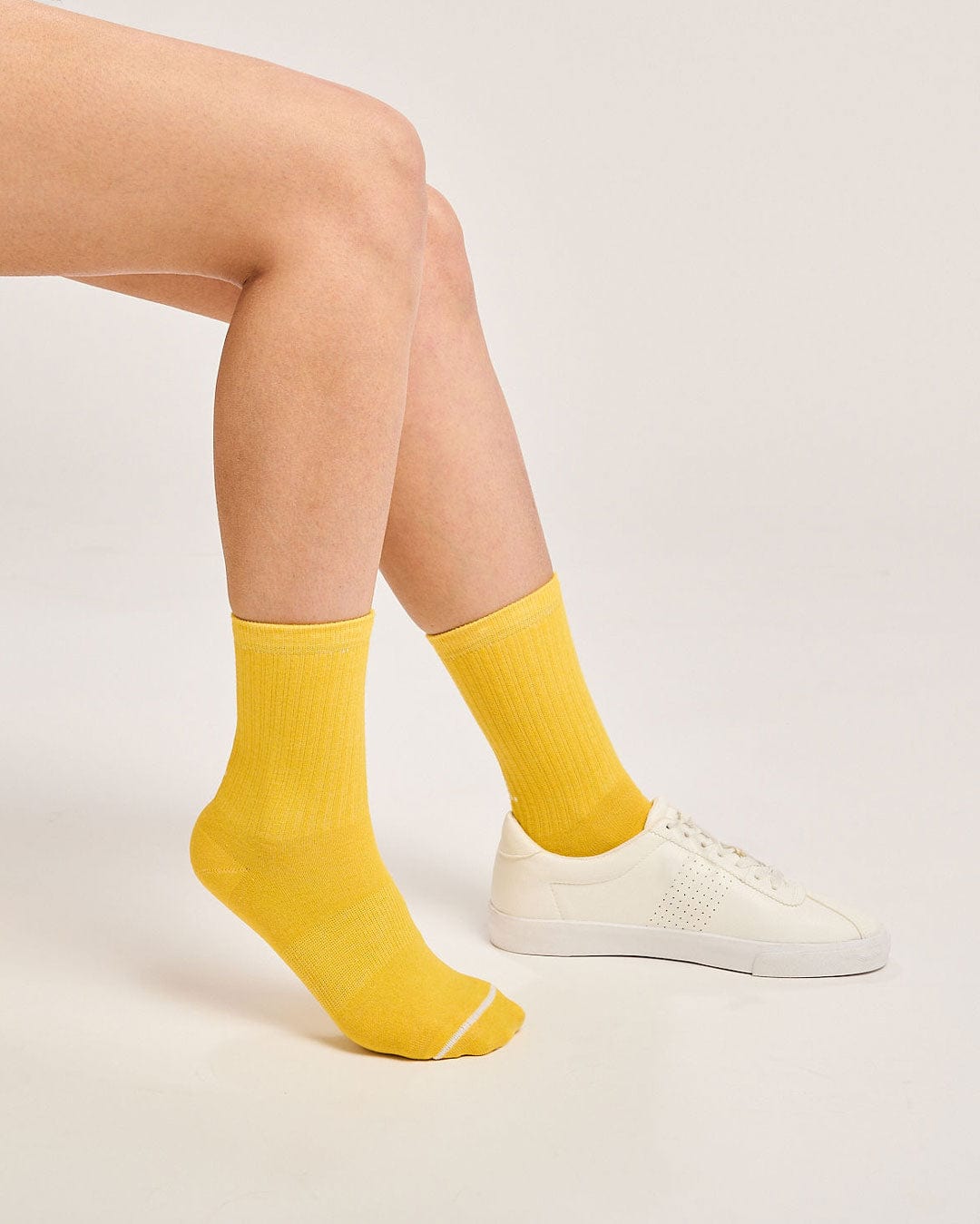 Ecofriendly yellow socks. Fun athletic socks for women