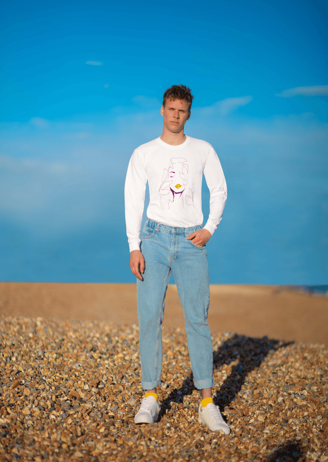 Sustainable cotton tshirt. Long sleeve recycled cotton unisex tshirt