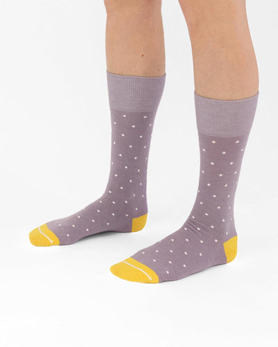 Sustainable socks with yellow toes. Polka dot socks designed in the uk