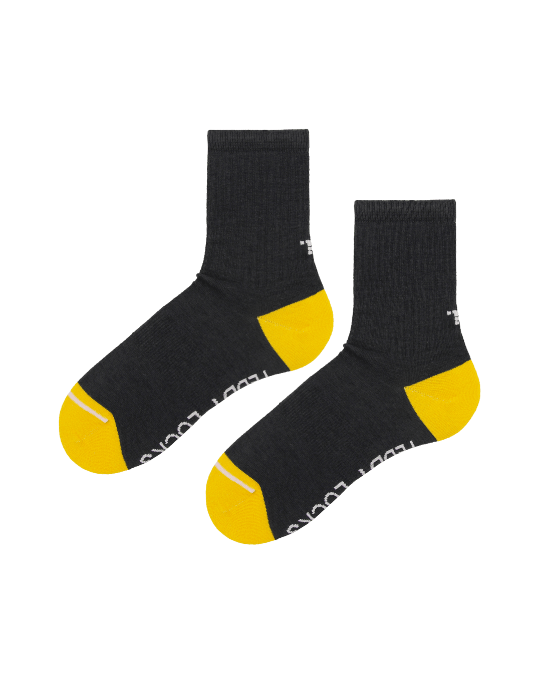 Ecofriendly charcoal ribbed crew socks. Welly boot socks made from recycled plastic bottles.