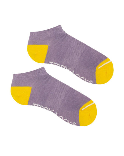 Ecofriendly lilac trainer socks with arch support. Sustainable socks for men and women