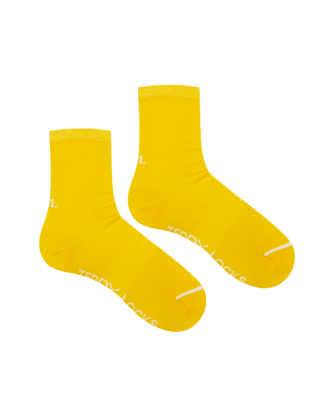 Yellow sport socks. Sustainable ribbed crew socks.
